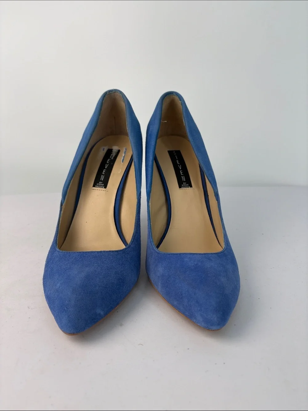🐚 Steven By Steve Madden Blue Suede Pointed-Toe Stilettos p-distnt